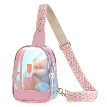 Imagem de CLUCI Bolsa transparente para eventos de estádio, bolsa transversal transparente, pequenas bolsas transparentes, Vermelho transparente com rosa