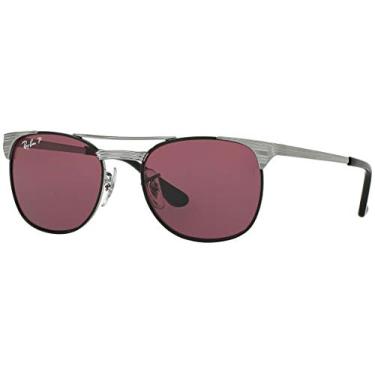 Imagem de Óculos de sol infantis Ray-Ban Junior RJ9540S de metal quadrado, Gunmetal Top Black/Polarized Red, 47 mm