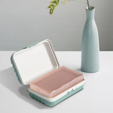 Imagem de Saboneteira de viagem com tampa, 1 suporte de sabão portátil, estojo de sabão para acampamento, academia e banheiro, à prova de vazamento, durável, essencial para viagem, azul