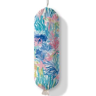 Imagem de Ialtsidws Dispensador de suporte de saco de plástico, organizador de sacolas de compras de plástico e suporte na parede, saco de lixo de papel para decoração de despensa de cozinha, casa, dispensador