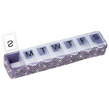 Imagem de Organizador de comprimidos semanal portátil de 7 dias, caixa de comprimidos de cristal brilhante, planejador de comprimidos de viagem, dispensador de pílulas, organizador de recipientes de vitaminas
