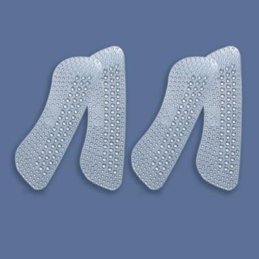 Imagem de 4 peças de almofadas de calcanhar de gel para mulheres e homens, inserções de almofadas de calcanhar para fazer sapatos soltos protetores de calcanhar evitam dores de bolhas, Transparente., XS