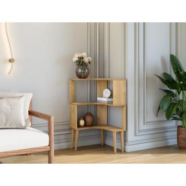 Imagem de Mini Estante Aparador De Canto Sala Cor Cinamomo Estilo Industrial Bai