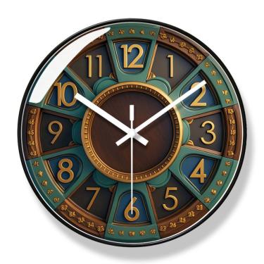 Imagem de Relógio de parede com design europeu vintage de 30 cm silencioso e sem tique-taque