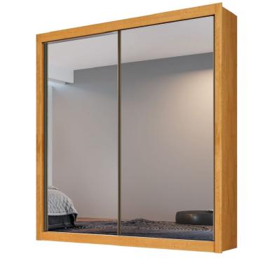Imagem de Guarda Roupa Zurique 2 Portas Espelhadas 100% Mdf Peroba/off White