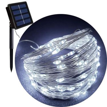 Imagem de Pisca Cordão Varal Natal Solar 100 Lâmpadas Leds Branco 10m