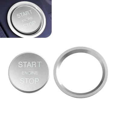 Imagem de Shakas Capa de botão de partida, motor peças decorativas start-stop de um botão com anel, proteção autoadesiva antiferrugem botão de ignição capa protetora para a maioria dos acessórios interiores de