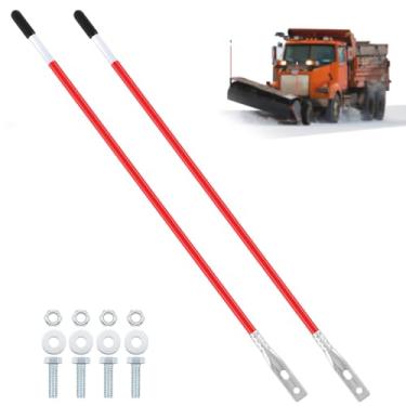 Imagem de Lasnten Kit de 4 peças de marcadores refletivos de lâmina de arado de neve de 91 cm, fio de aço, parafuso interno, guias de para-choque, alta visibilidade, fácil instalação para limpa-neve ATV