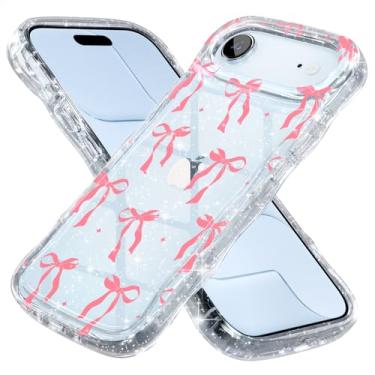 Imagem de Choiche Capa para celular compatível com iPhone 17 Air, capa de celular brilhante brilhante com glitter, linda moldura ondulada encaracolada, capa de proteção contra quedas de nível militar para