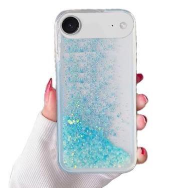 Imagem de Rnrieyta Miagon Capa traseira de areia movediça com efeito luminoso para iPhone Air, brilho noctilucente que brilha no escuro com glitter brilhante líquido transparente