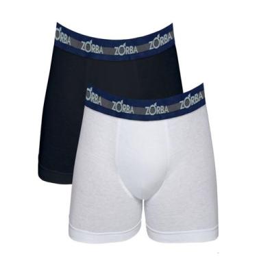 Imagem de Kit 2 Cuecas Boxer Max Zorba 702 P/GG, GG, 233, Branco, Preto