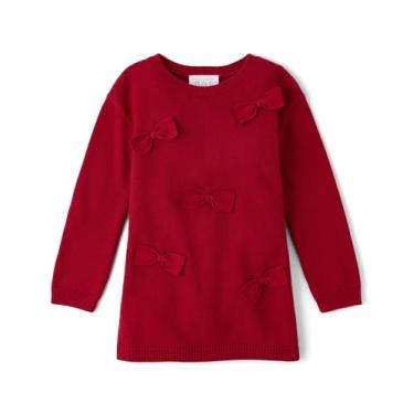 Imagem de The Children's Place Vestido suéter de manga comprida para bebês meninas e crianças pequenas, Laços vermelhos, 18-24 Meses