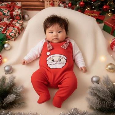 Imagem de Conjunto de Natal para Bebê 2 Peças Menino Menina Macacão Jardineira B