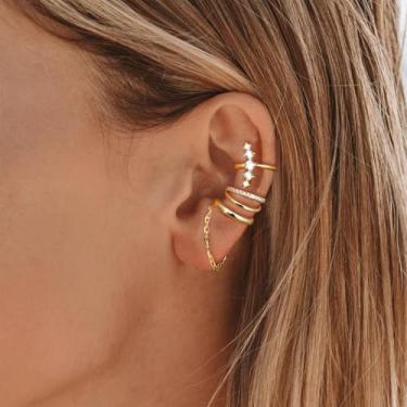 Imagem de Brincos de orelha sem piercing para mulheres, brincos de cartilagem de orelha com strass dourado, não perfurados, joias modernas, presentes modernos para festas ou uso diário