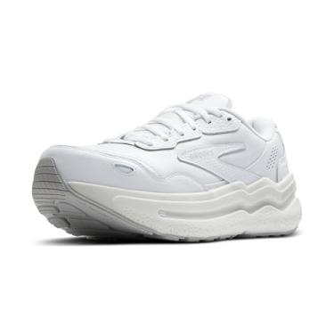 Imagem de Brooks Ghost Max Tênis feminino de camurça/couro neutro para corrida e caminhada, Branco/Branco, 38