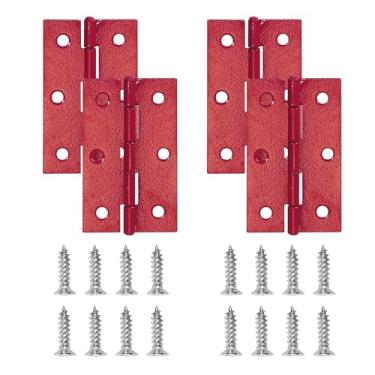 Imagem de Dobradiça de porta vermelha de 6-3/20.3 cm, Zernmiarder 4 peças de dobradiças de ferro, dobradiças de janela interior e exterior com parafusos - 60 x 36 mm