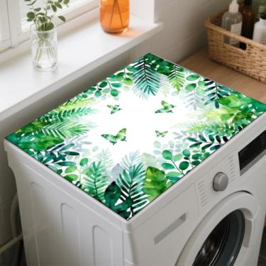Imagem de GLOBLELAND Capa protetora de borboletas para máquina de lavar e secar folhas 60 × 19 cm Almofadas protetoras de borboletas antiderrapantes para máquina de lavar roupa e mesa de sala de estar