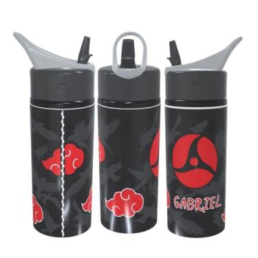 Imagem de Garrafa Squeeze Personalizado Anime Naruto Akatsuki Alumínio 600ML Com