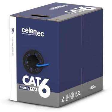 Imagem de Cabo Ethernet celertec CAT6 blindado 500 pés FTP 23AWG azul