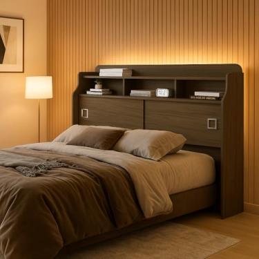 Imagem de Cabeceira Jéssica Queen 1,60 com 2 Portas Reversivel 100% MDF. (Castanho)