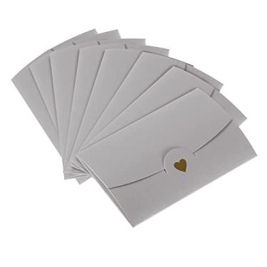 Imagem de Mini envelopes, pacote com 12 pequenos porta-cartões de presente, envelopes de convite de negócios de coração dourado retrô para aniversário de casamento, prata