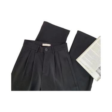 Imagem de Calças de Alfaiataria Femininas Preta - Cintura Alta, Modelagem Reta, 
