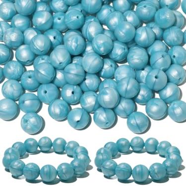 Imagem de 120 contas de silicone Richbunnys de 15 mm para fazer canetas e chaveiros, contas grandes para fabricação de colares e pulseiras, conjunto de contas de borracha sortidas (céu perolado)