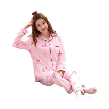 Imagem de Conjunto De Pijamas Femininos Para Quatro Estações Com Estampa Xadrez 