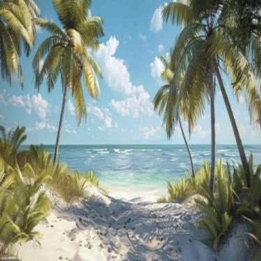 Imagem de Quadro Decorativo com Estampa de Impacto Ambiental e Árvores de Palmeira 40x40cm