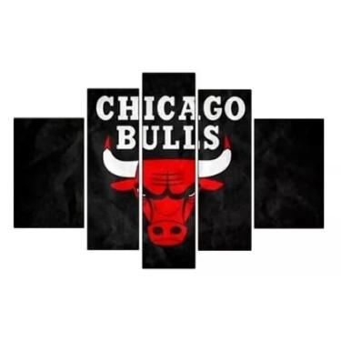 Imagem de Kit quadro decorativo 5 peças 95x60cm Basquete Chicago Bulls