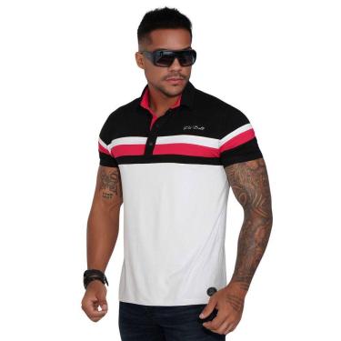 Imagem de Camisa masculina polo listrada preto / rosa PitBull 80190