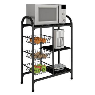 Imagem de Fruteira De Chão Multiuso Espanha Bm Tubulares Prata Martelado