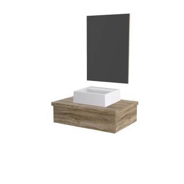 Imagem de Conjunto Bancada C-cuba Q32 E Espelheira Metrópole 601 Branco Chess Carvalho