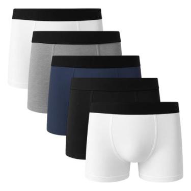 Imagem de Kit 5 Cuecas Boxer Basic Lisa Algodão Masculina Sortido - QLC SPORT, S
