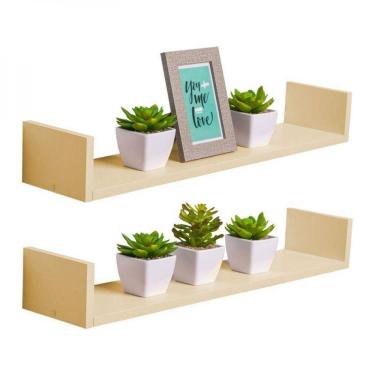 Imagem de Kit 2 Prateleiras U 100 X 10cm Bege Claro Suporte Invisível