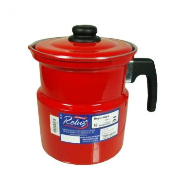 Imagem de Leiteira Fervedor Com Apito Vermelha Esmaltada 2.3l Reluz