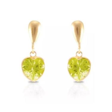 Imagem de Brinco De Ouro 18k 750 Pingente Coração Amarelo Zircônia - ZELLO JÓIAS