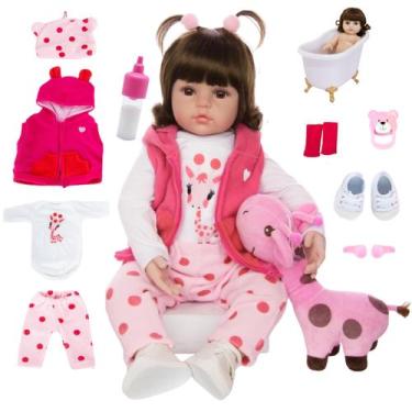 Imagem de Bebê Reborn Boneca Menina Silicone Girafinha Pode Dar Banho - Adore Re