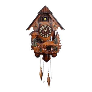 Imagem de XLWLLNJ Relógio de parede cuco pendurado, relógio de parede escala clara, presentes relógio decorativo relógio de parede de madeira para restaurante, Arabic Dial Style a