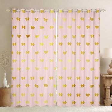 Imagem de Cortinas blecaute com laço dourado para quarto, cortinas multicoloridas, com nó de laço, 2 painéis, 106 cm L x 213 cm C C, desenho animado princesa sonhadora, tratamentos de janela, cortinas para