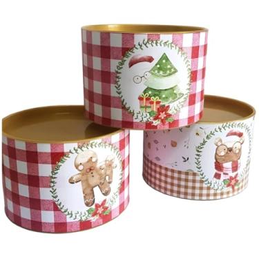 Imagem de 12 Tubo Lata Porta Biscoito Natal Decorada 7 X 10