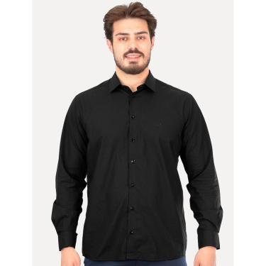 Imagem de Camisa Dudalina Masculina Slim Botão Cristal Swarovski Preta-Masculino