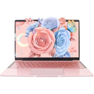 Imagem de Svikou Laptop em ouro rosa de 14 polegadas, processador quad-core J4105, tela FHD IPS, 6 GB de RAM 512 GB SSD, PC Win 11 Pro, notebook ultraleve para viagens, aulas online, trabalho e estudo