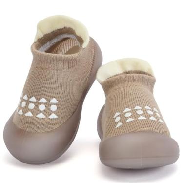 Imagem de Pantufas respiráveis antiderrapantes com sola de borracha macia para bebês meninos e meninas, Marrom, 18-24 Months Toddler