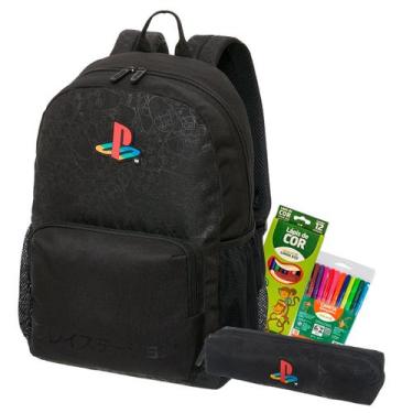 Imagem de Kit Mochila Escolar Juvenil Gamer Playstation Estojo 2026