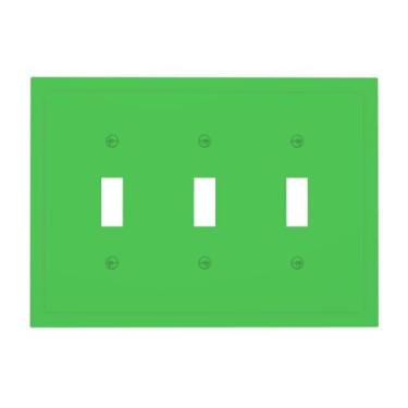 Imagem de Wmhusu Capas para interruptores de luz, verde brilhante, placa de parede de 3 grupos, placa de interruptor de luz tripla, capas decorativas de tomada, placa elétrica para banheiro, quarto, decoração