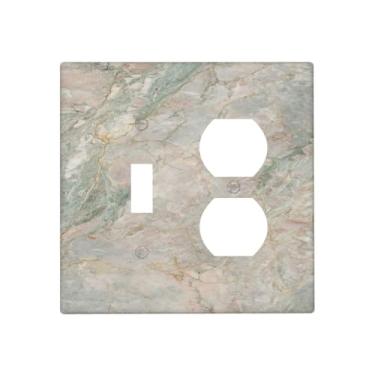 Imagem de DBWGUO Capas de tomada decorativas modernas turquesa rosa mármore grão 2 gangues placa de parede interruptor de luz dupla interruptor capa placa frontal para quarto, cozinha, decoração de casa