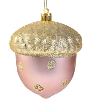 Imagem de Enfeite de árvore de Natal: bola de bolota com glitter, 9 x 8 cm, decoração suspensa festiva, ornamento de férias para casa e festa
