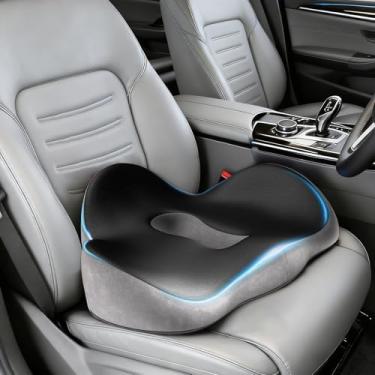 Imagem de Blshwez Almofada de assento para alívio de pressão – alívio da dor no cóccix de grau médico para ciática e cóccix, espuma viscoelástica em forma de W com base antiderrapante, escritório/carro/cadeira