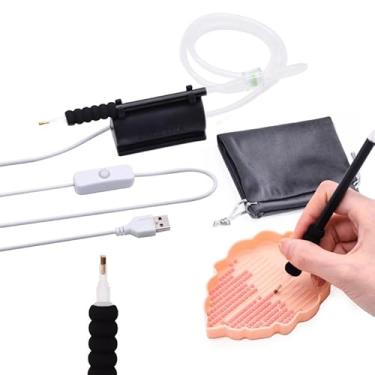 Imagem de Zellina Caneta de pintura artística de diamante elétrico - Caneta artística de diamante a vácuo com base de silicone, bandeja de armazenamento, preta estável e duradoura